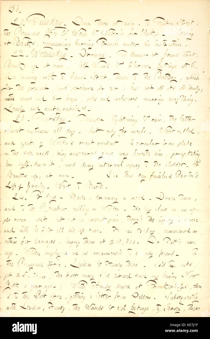Thomas Butler Gunn Diaries  Volume 7, page 138, August 21 24, 1855 Stock Photo