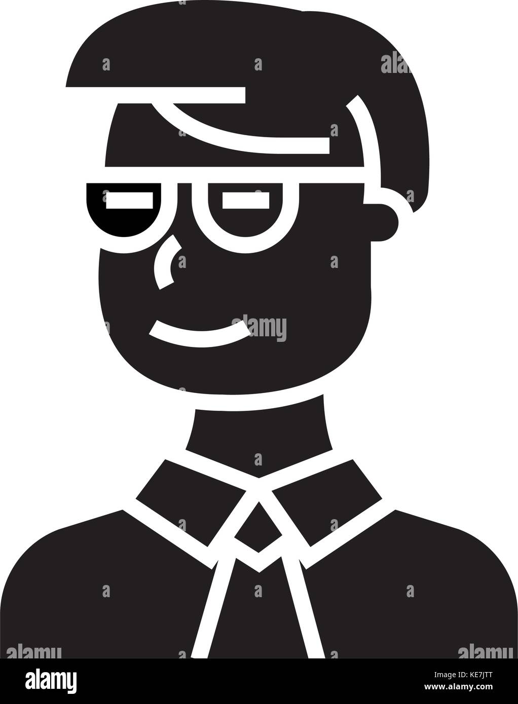 man student looking on side with glasses icon, vector illustration