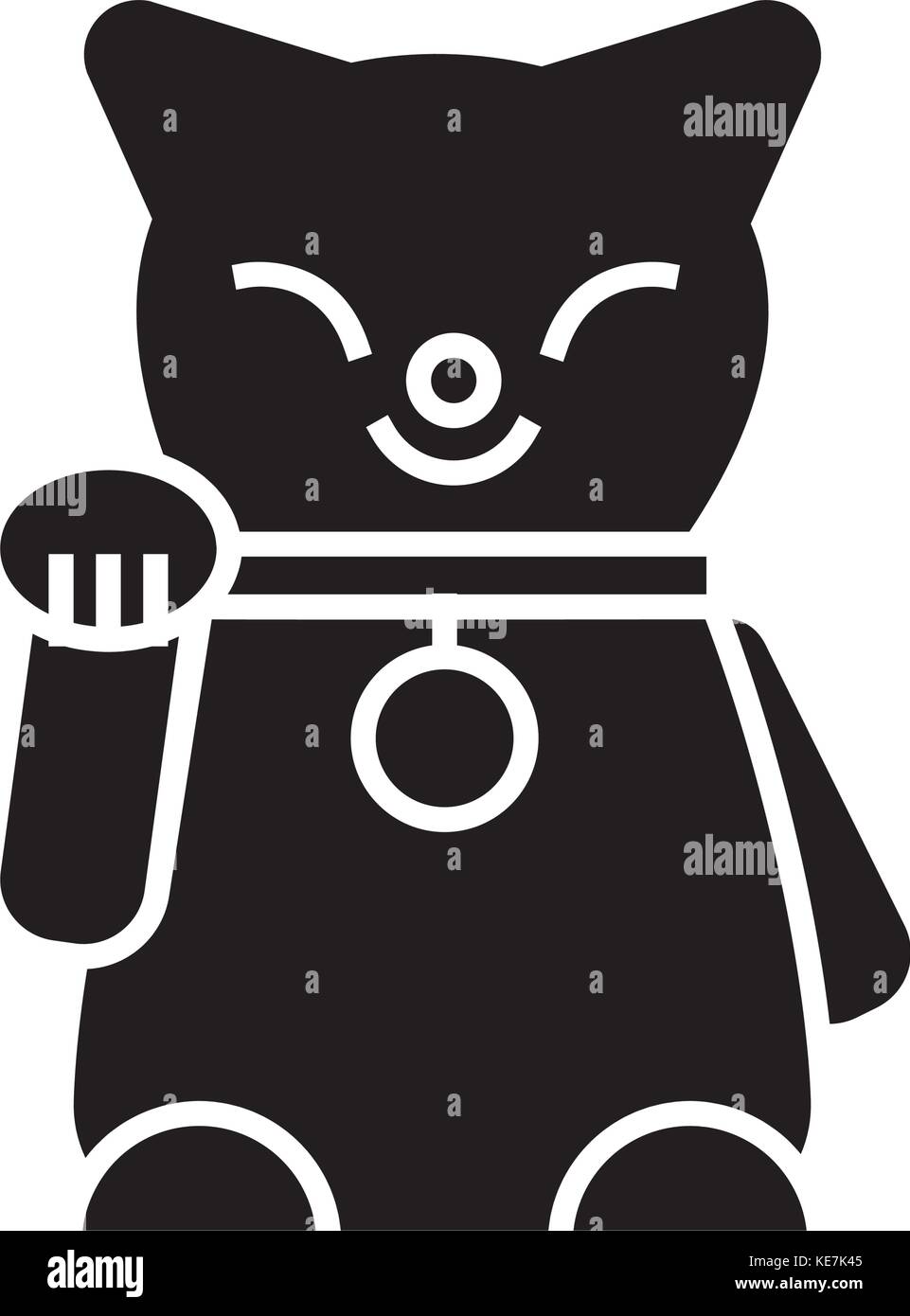 maneki neko icon, vector illustration, black sign on isolated ...