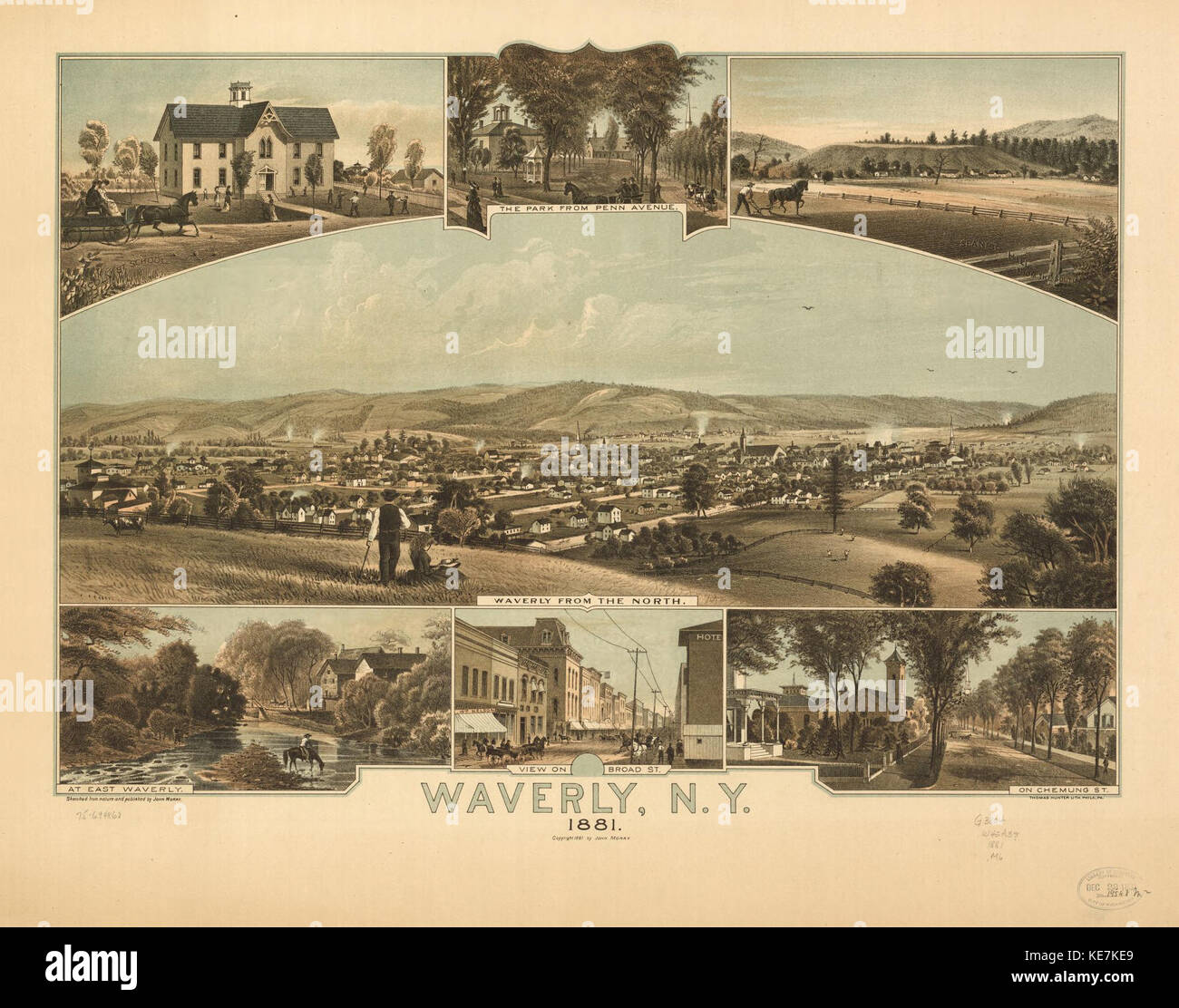Waverly NY Lithograph Stock Photo Alamy