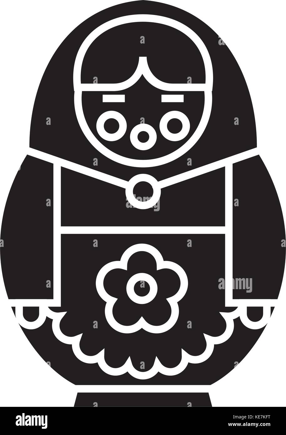 matryoshka icon, vector illustration, black sign on isolated background ...
