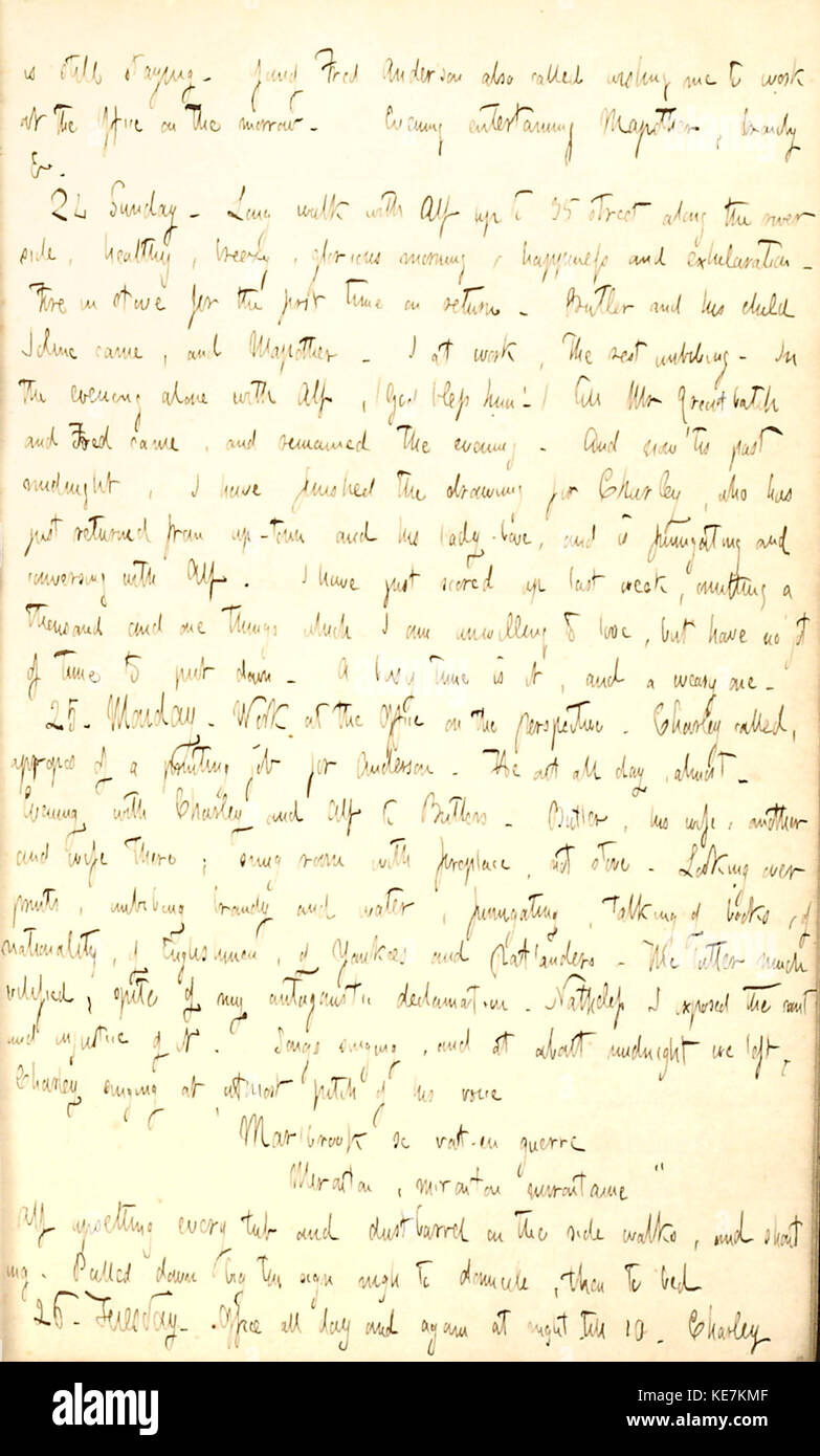 Thomas Butler Gunn Diaries  Volume 2, page 15, November 23, 1850 Stock Photo