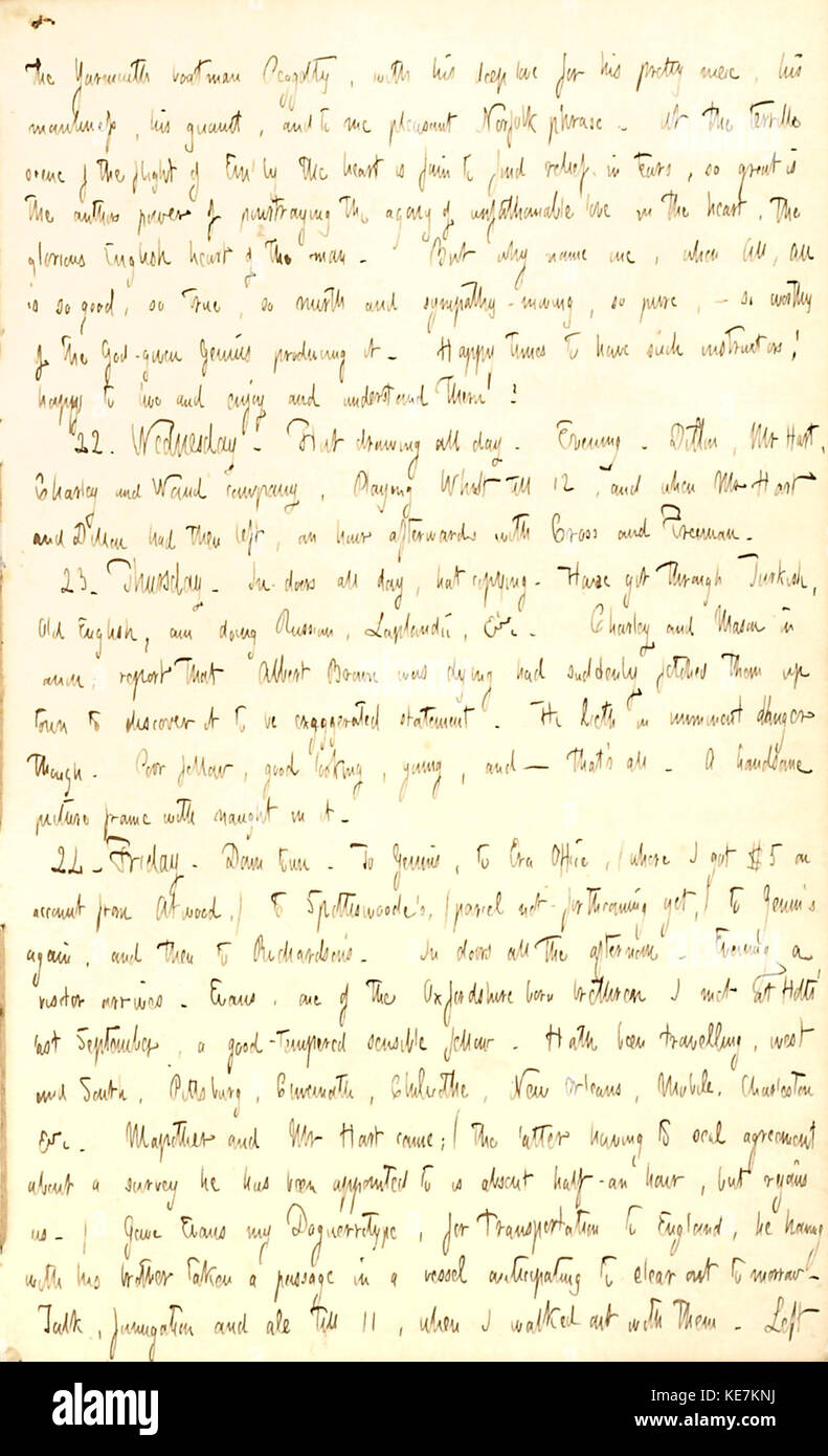 Thomas Butler Gunn Diaries  Volume 2, page 41, January 21 24, 1851 Stock Photo