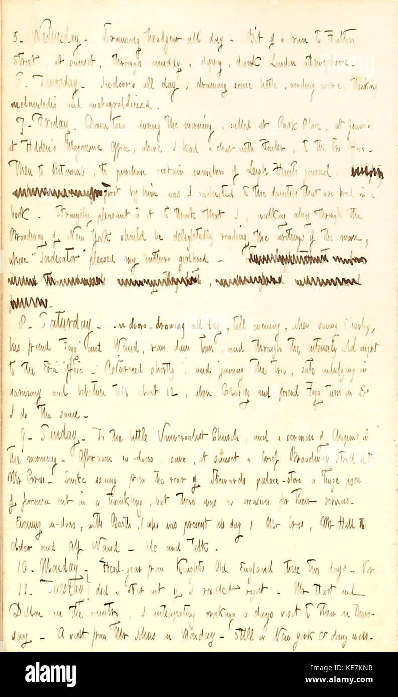 Thomas Butler Gunn Diaries  Volume 2, page 46, February 5 11, 1851 Stock Photo