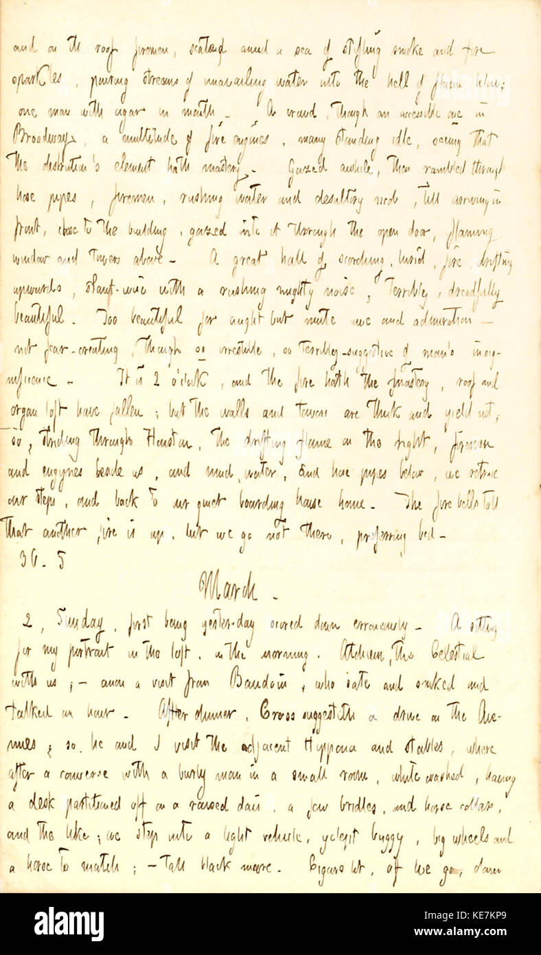 Thomas Butler Gunn Diaries  Volume 2, page 56, March 1 2, 1851 Stock Photo