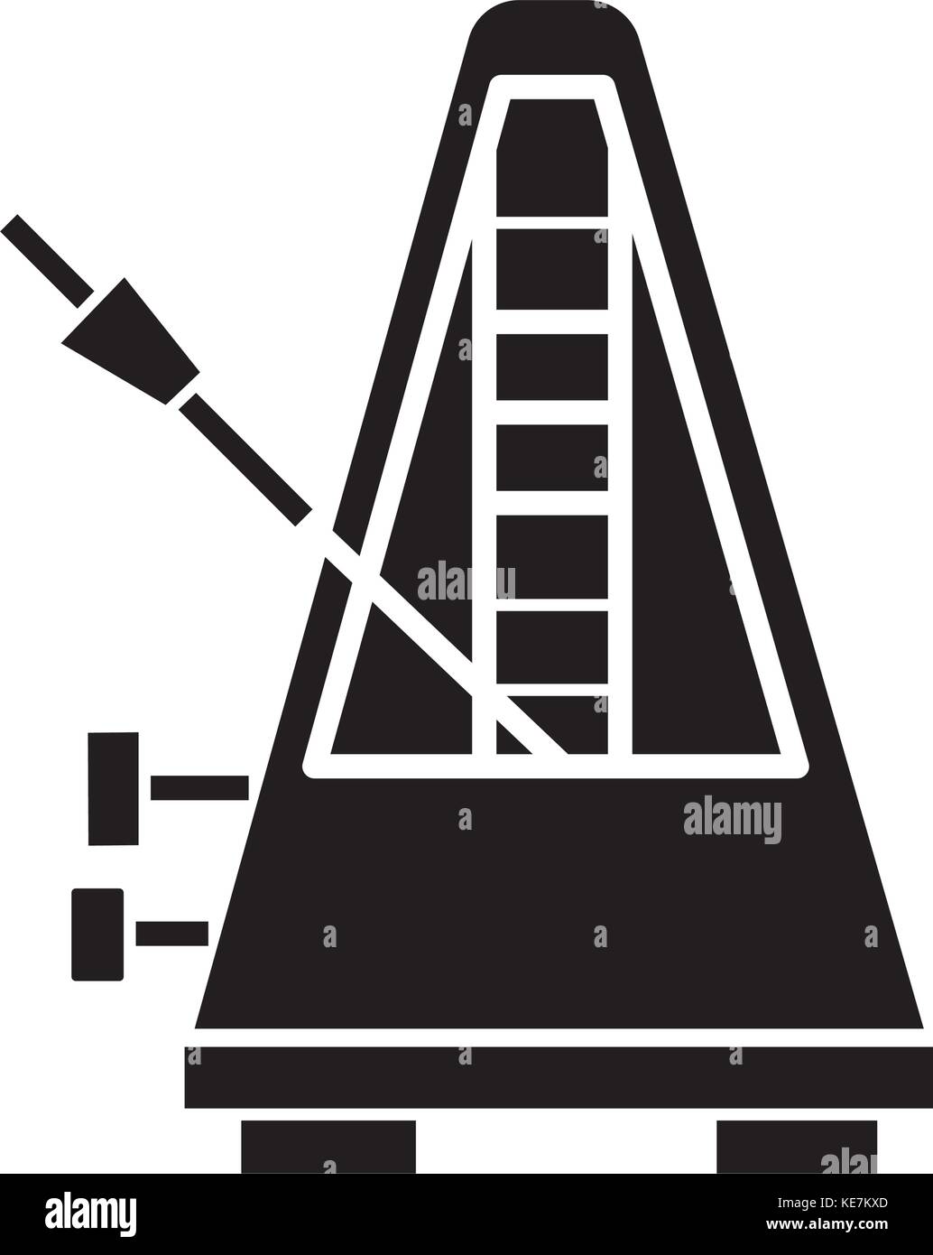 metronome icon, vector illustration, black sign on isolated background