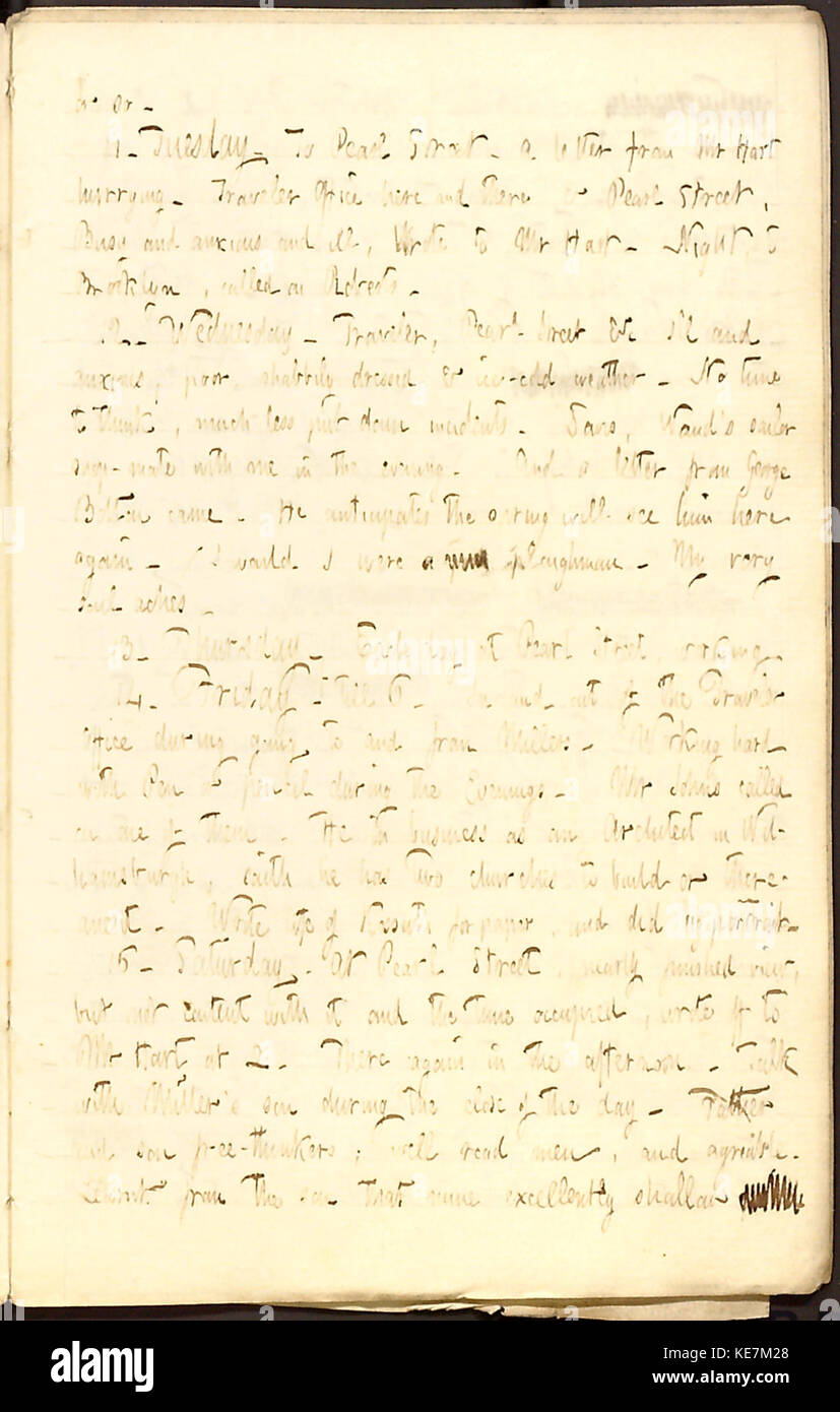 Thomas Butler Gunn Diaries  Volume 3, page 21, November 10 15, 1851 Stock Photo