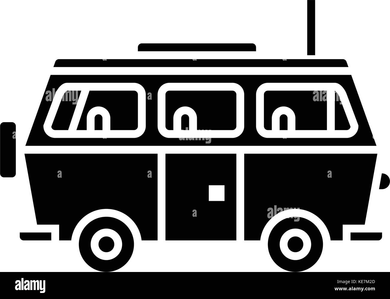 minivan travel - family car icon, vector illustration, black sign on ...