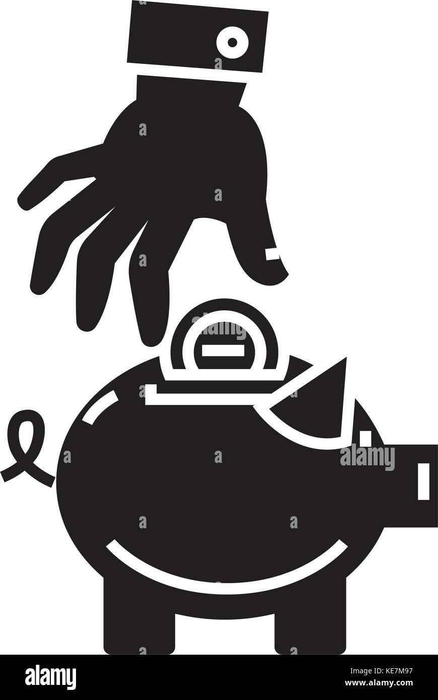 money pig - saving money - savings - piggy bank - hand put coin icon ...