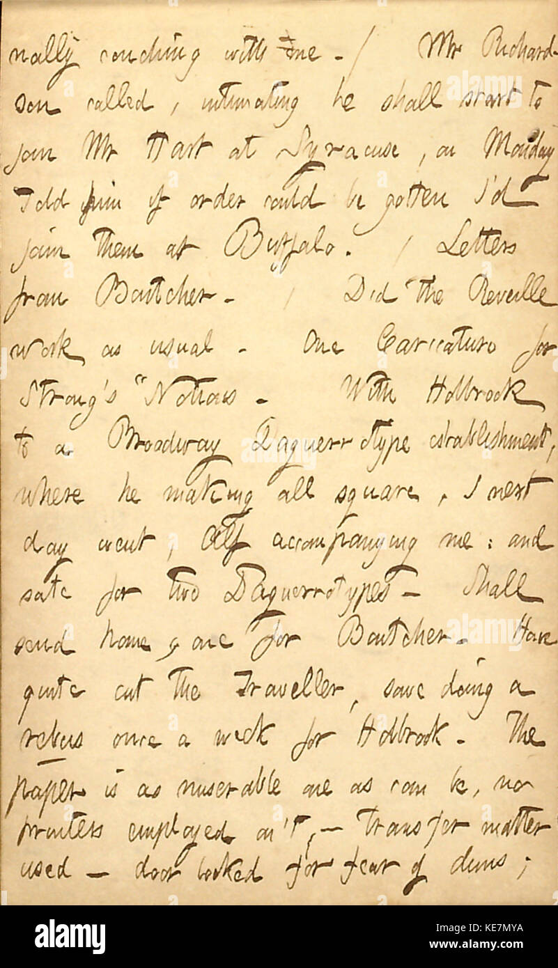 Thomas Butler Gunn Diaries  Volume 4, page 23, January 26 31, 1852 Stock Photo