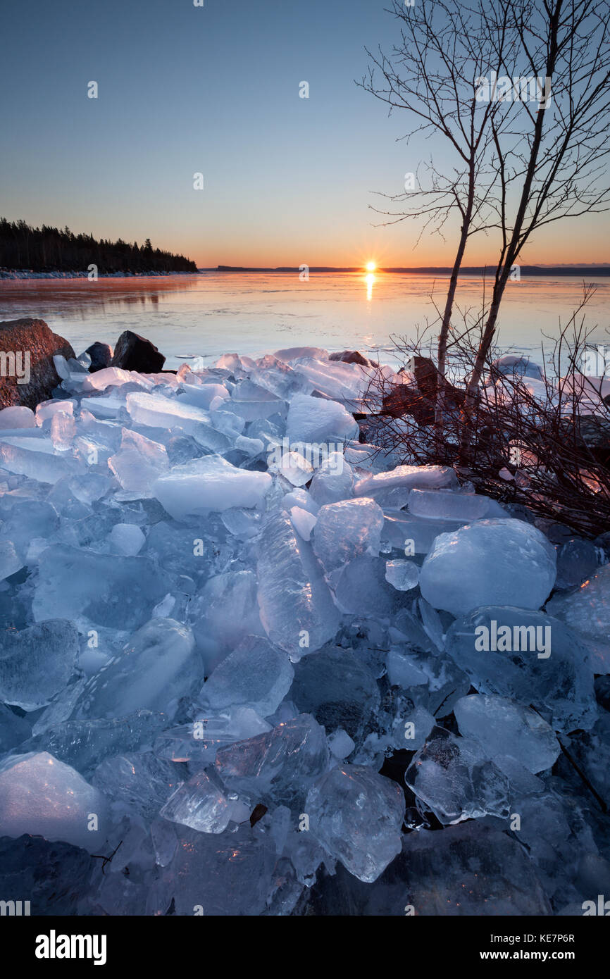 Ice Chunks On Lake Superior; Thunder Bay, Ontario, Canada Stock Photo