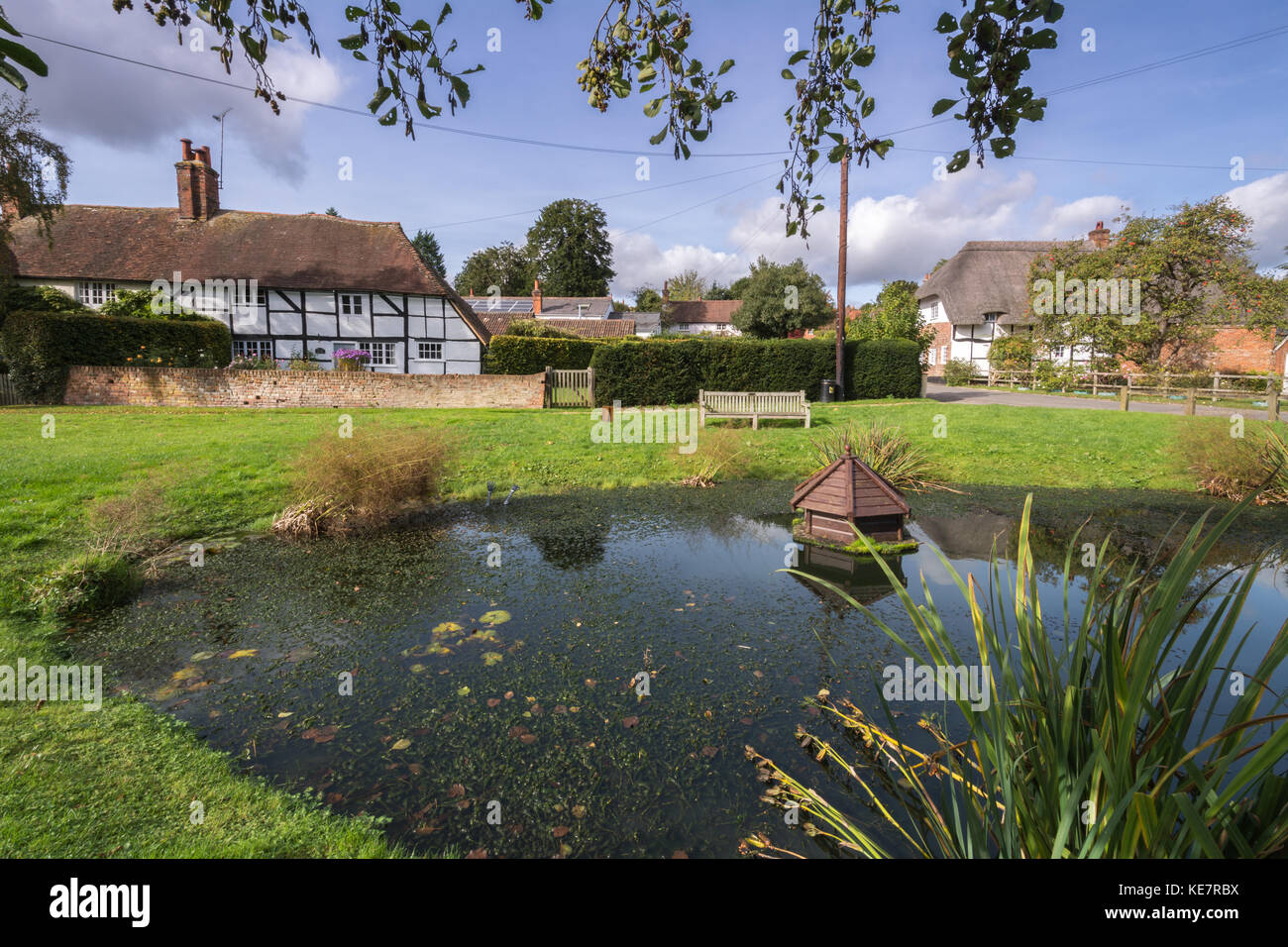 Upton Grey, a charming village in Hampshire, UK. Village pond and