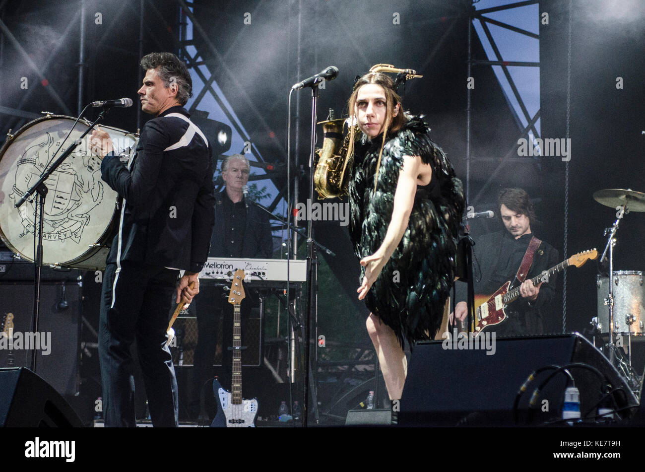 Turin,Italy-August 25, 2017: PJ Harvey performs live at the Todays festival on August 25, 2017 in Turin, Italy Stock Photo