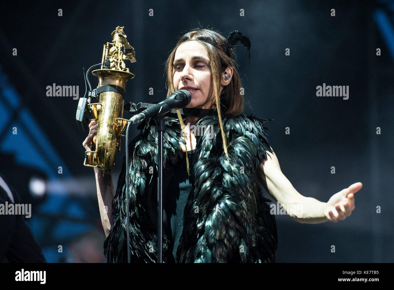 Turin,Italy-August 25, 2017: PJ Harvey performs live at the Todays festival on August 25, 2017 in Turin, Italy Stock Photo