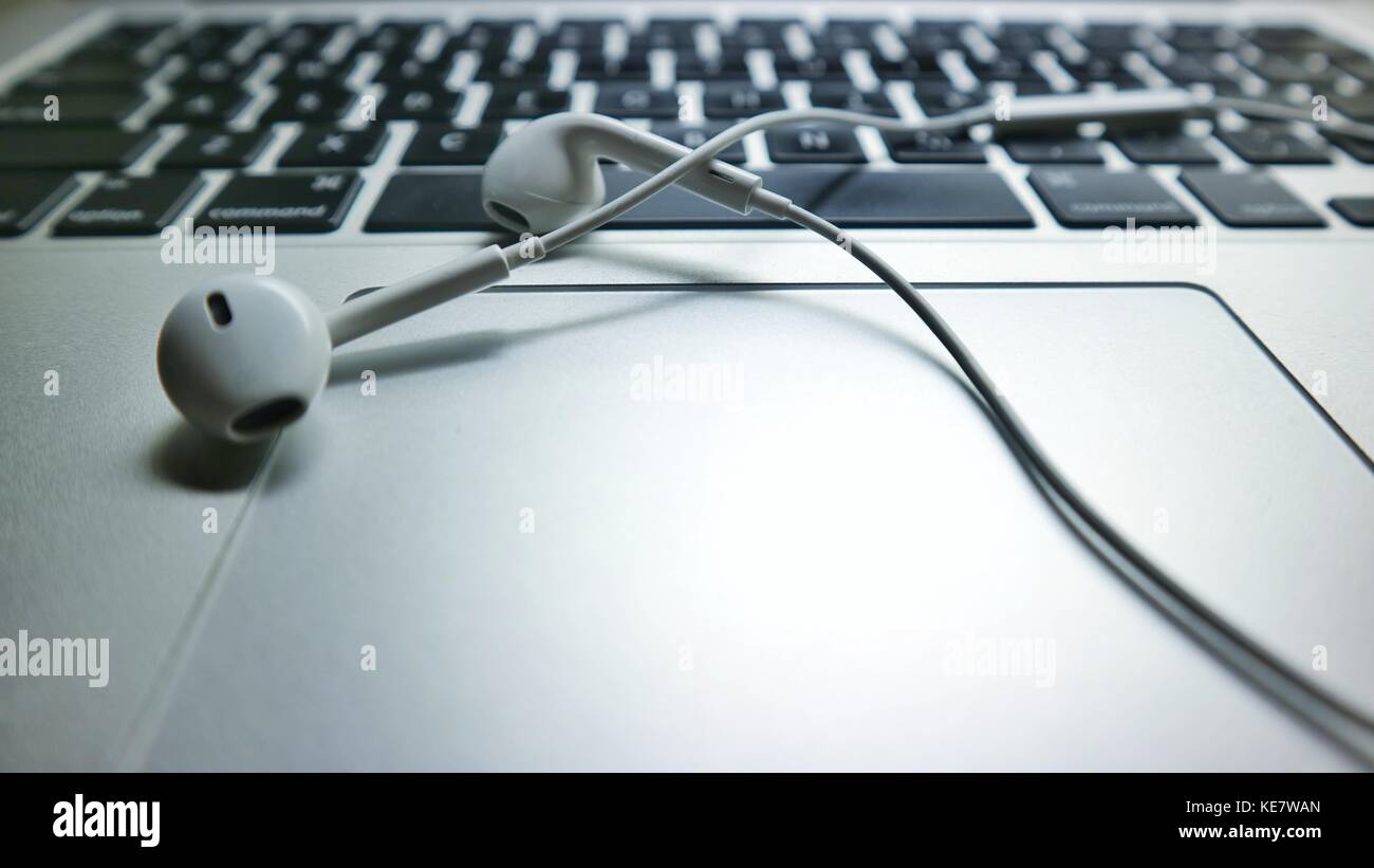 Laptop and Music Stock Photo - Alamy