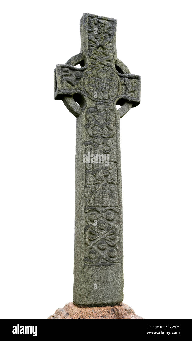 Celtic Cross. Cut-out of St Martin's Cross which stands outside Iona Abbey, Isle of Iona, Scotland, UK. Stock Photo