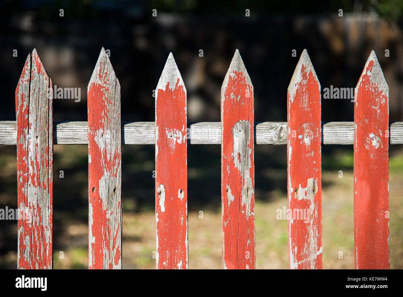 Detail Of Rustic Picket Fence; Los Olivos, California, United States Of America Stock Photo