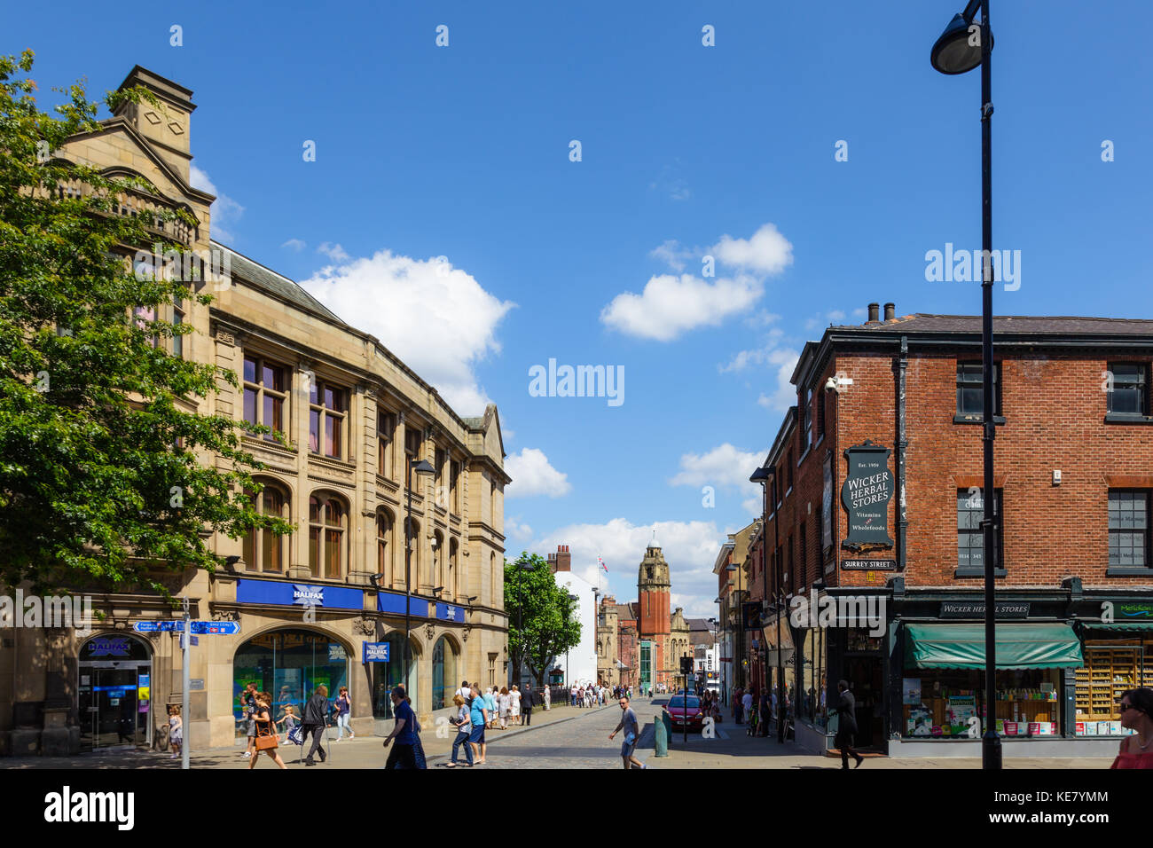 View down Norfolk Street, Sheffield, UK Stock Photo