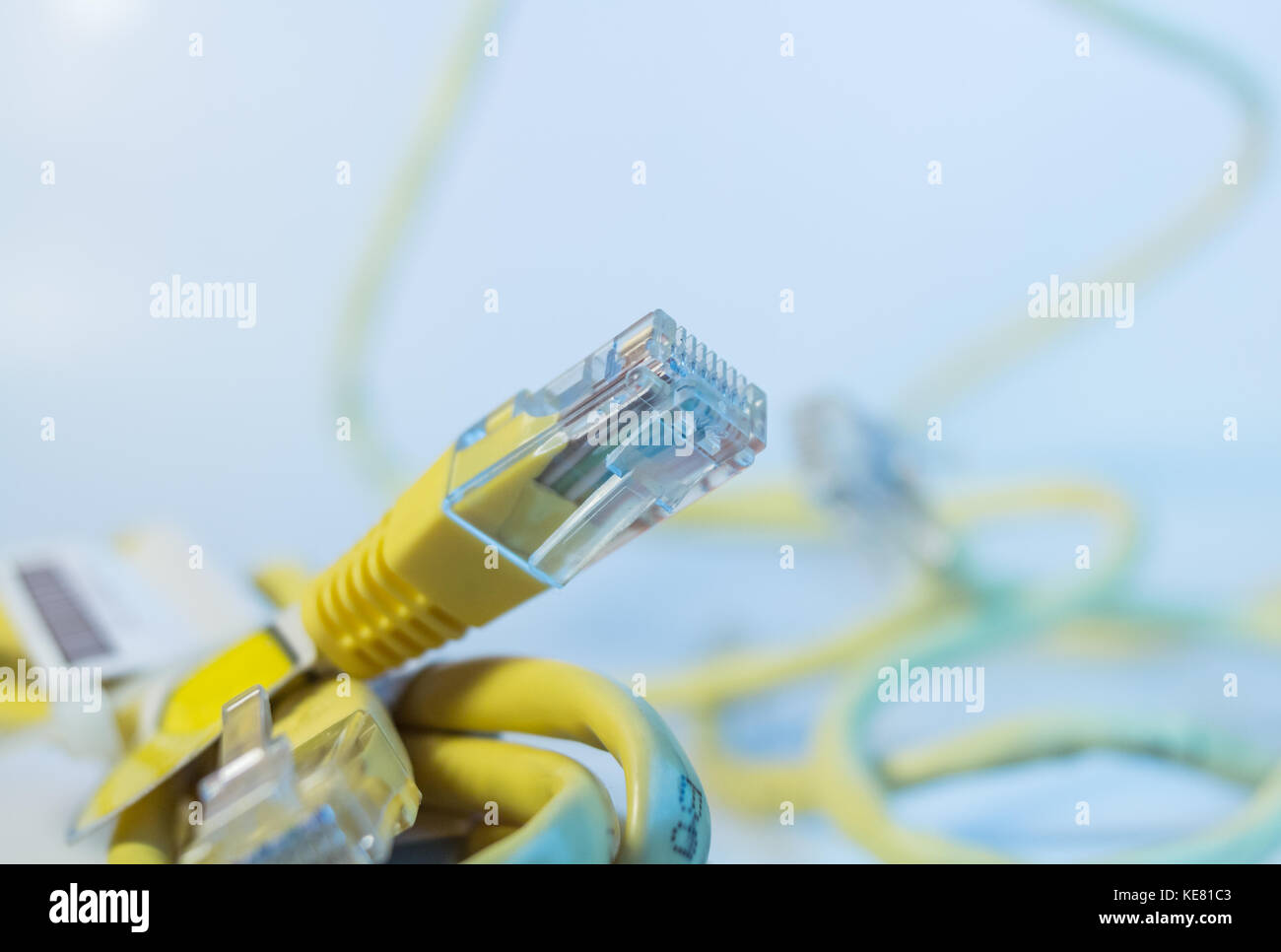 Yellow cable connector isolated Stock Photo Alamy