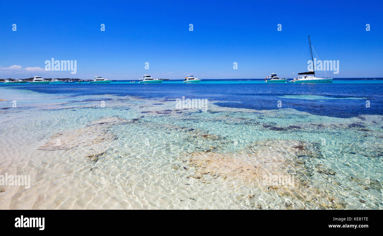 Yachts moored at Parker point on Rottnest Island Stock Photo - Alamy