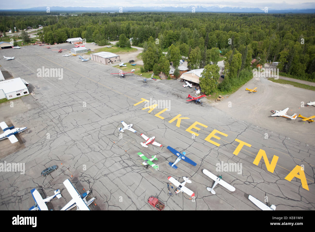 Aerial View Of The Talkeetna Airport, Southcentral Alaska, USA Stock