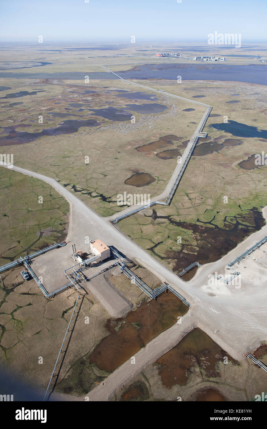 Aerial View, Oil Production, Pipeline, Prudhoe Bay Oil Field, North