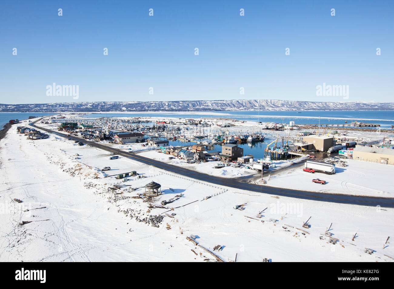 Aerial View Over Homer Spit In Kachemak Bay Hi Res Stock Photography