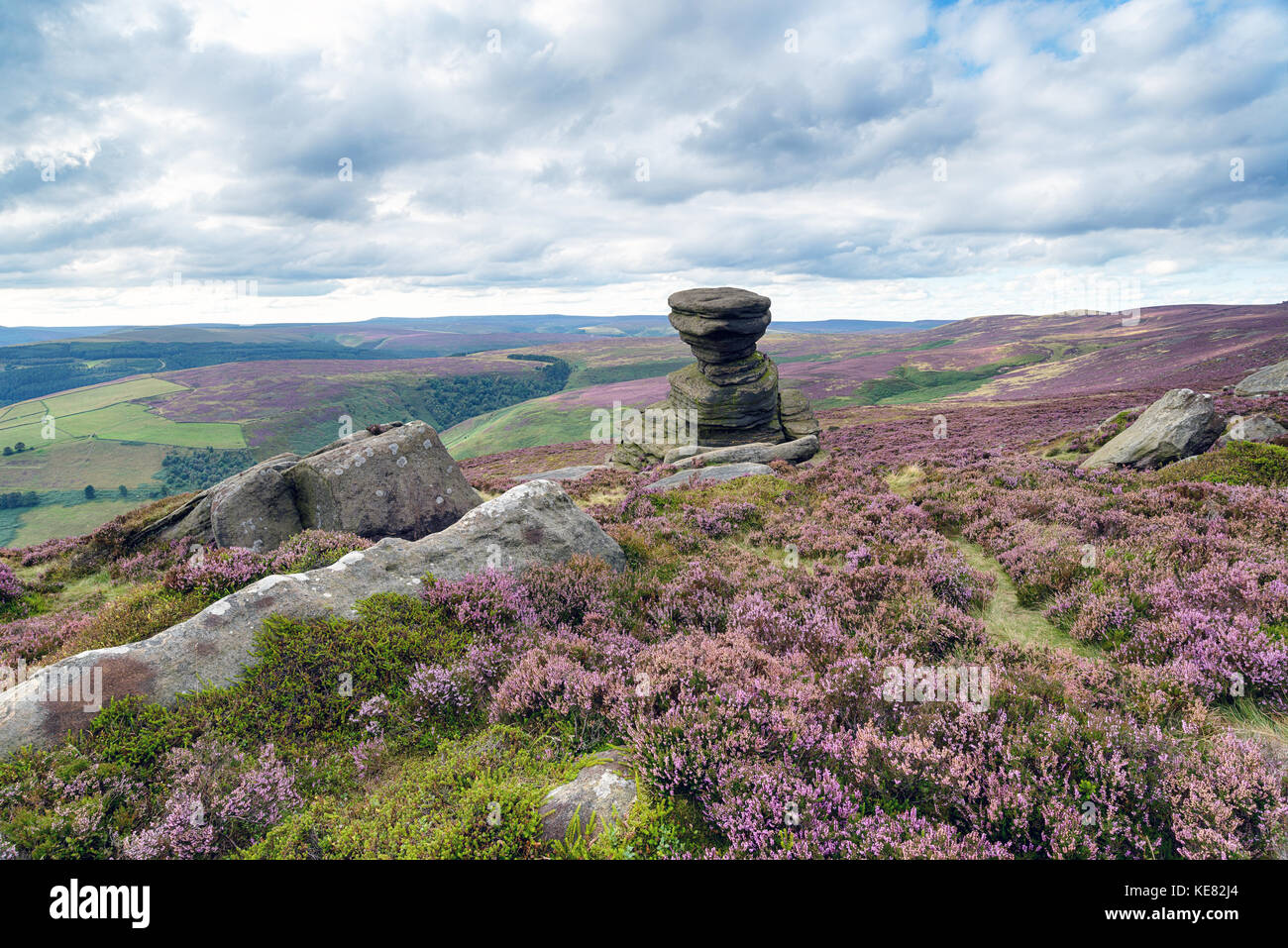 A rock formation known as the Salt Cellar on Derwent Edge in the Peak
