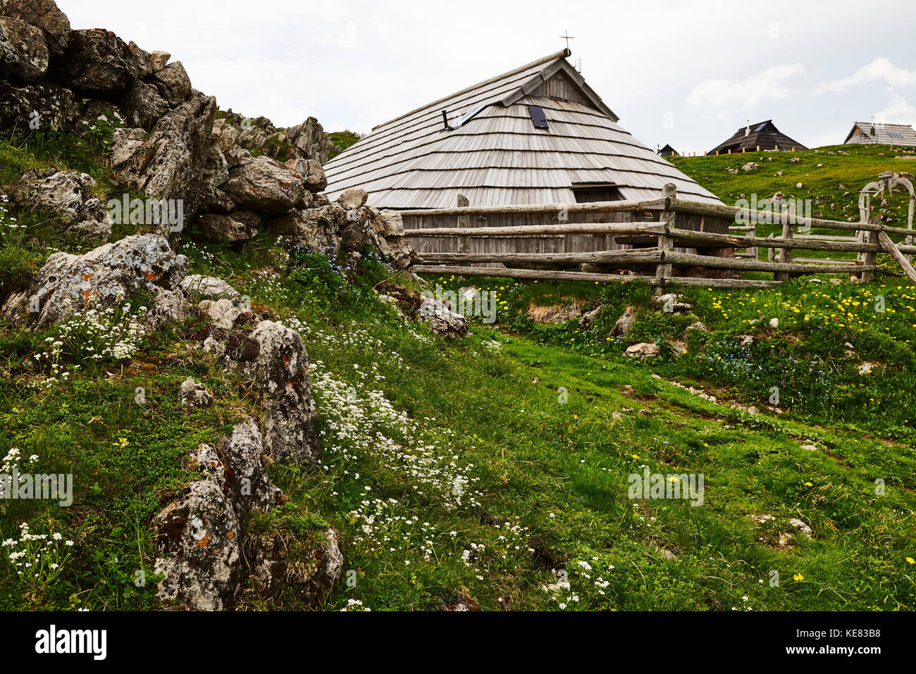 Shepherd Huts In The Kamnik–savinja Alps; Slovenia Stock Photo