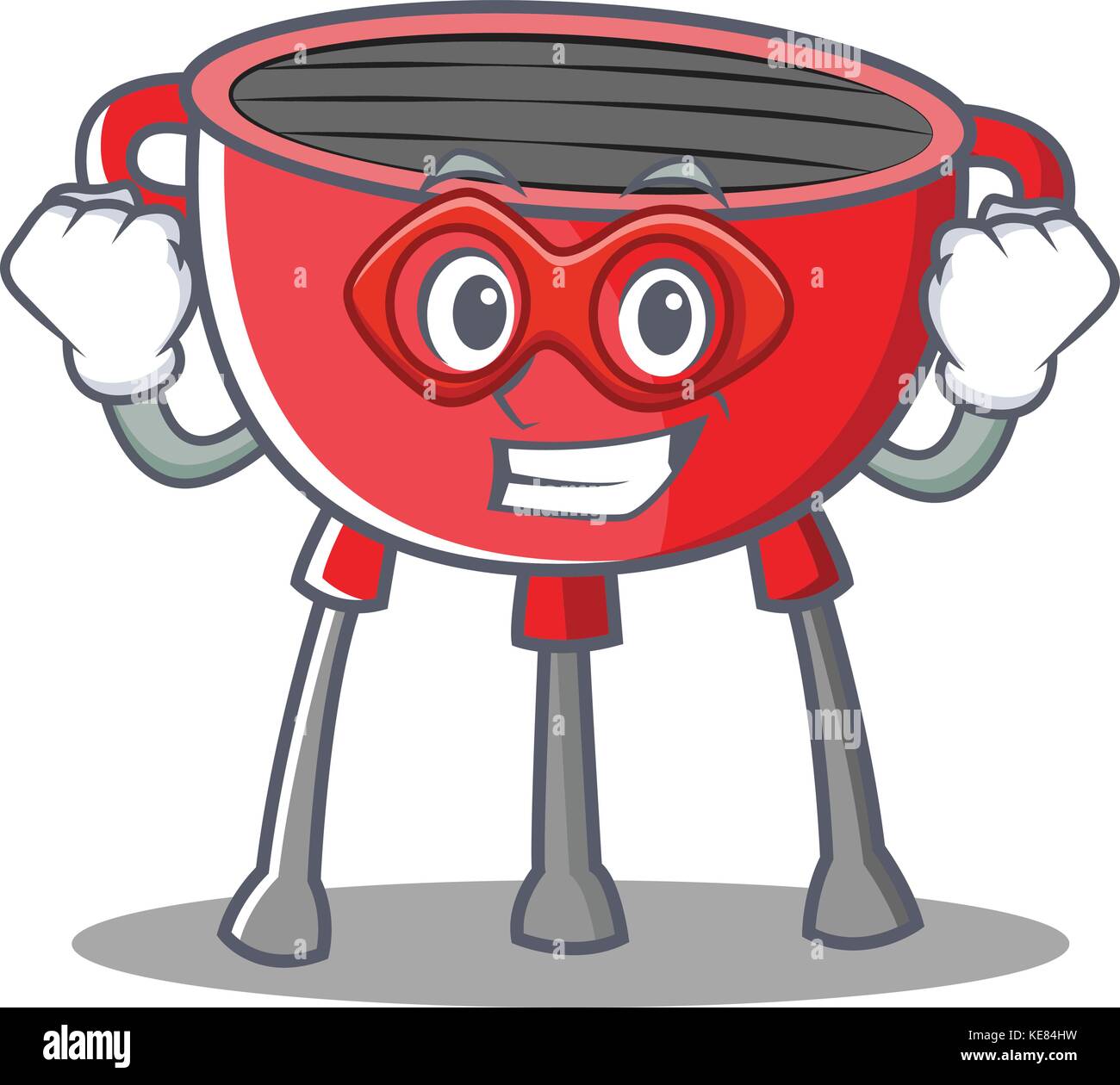 Super Hero Barbecue Grill Cartoon Character Stock Vector