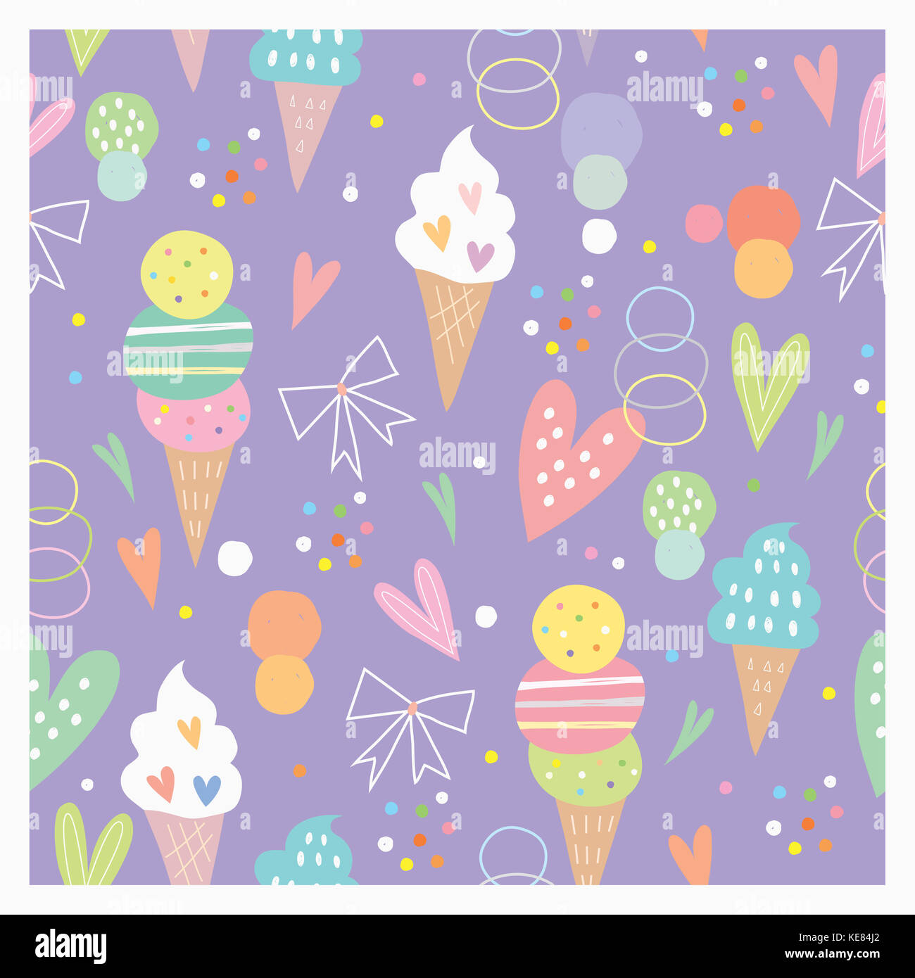 wallpaper-with-patterns-of-ice-cream-cones-and-hearts-stock-photo-alamy