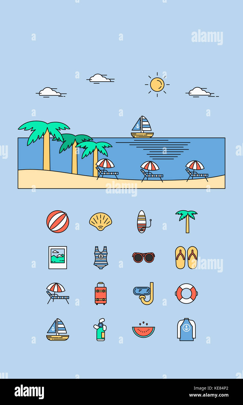 Icon set related to summer vacation Stock Photo - Alamy