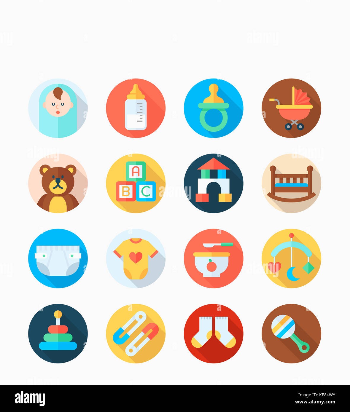Icon set of baby supplies Stock Photo Alamy