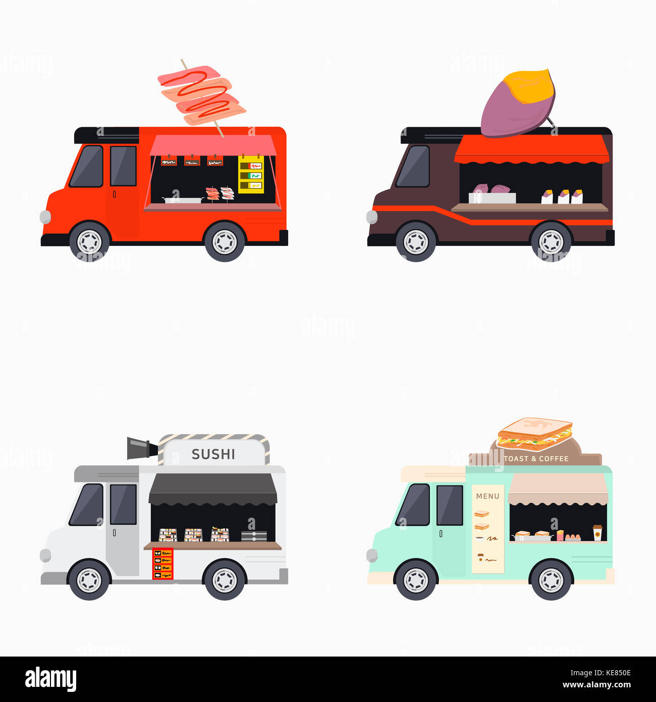 Icons of food trucks Stock Photo Alamy