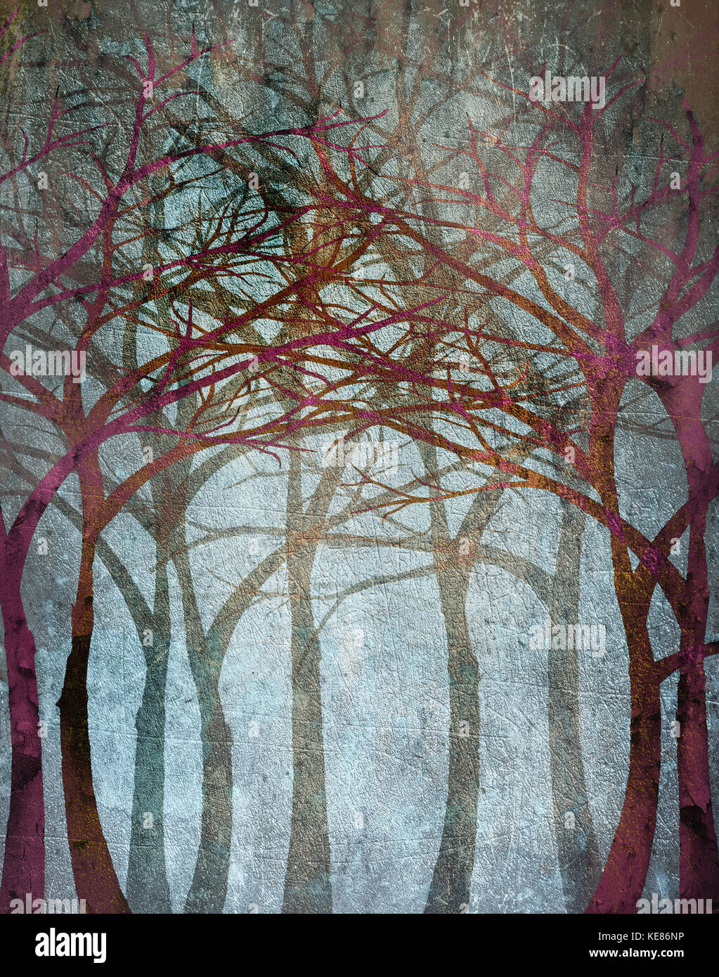 spooky forest digital illustration Stock Photo