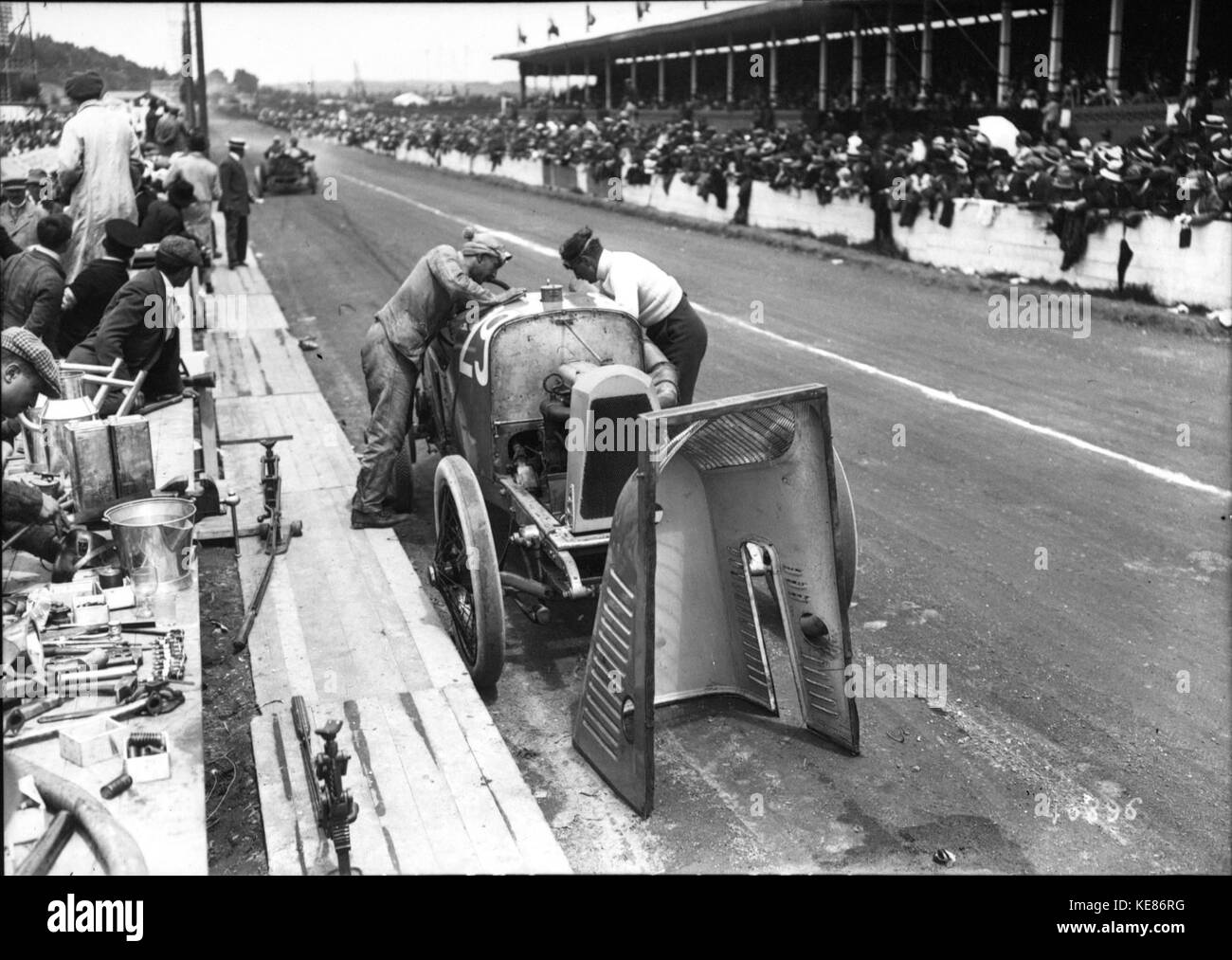 Maurice Tabuteau at the 1914 French Grand Prix (3) Stock Photo