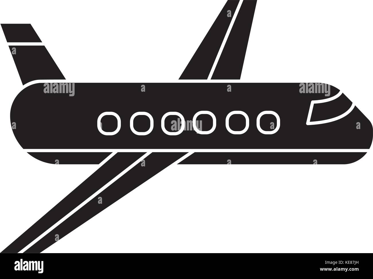 airplane - plane icon, vector illustration, black sign on isolated ...