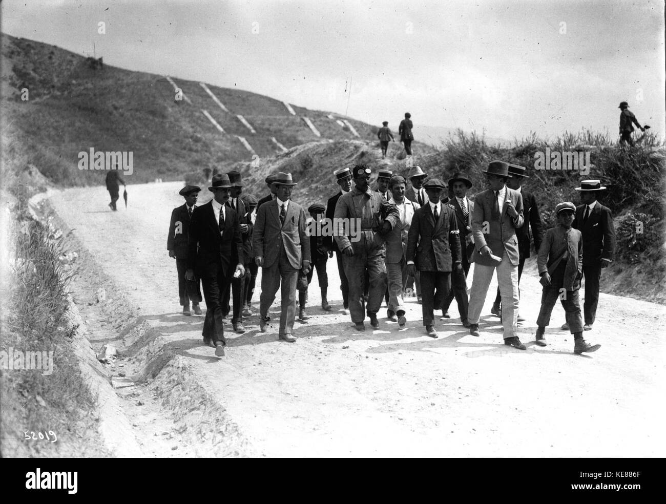 Ernesto Ceirano participated in the 1914 Targa Florio, one of the most prestigious automobile races in Italy. This race, held in Sicily, was a significant event in the history of motorsport. Stock Photo