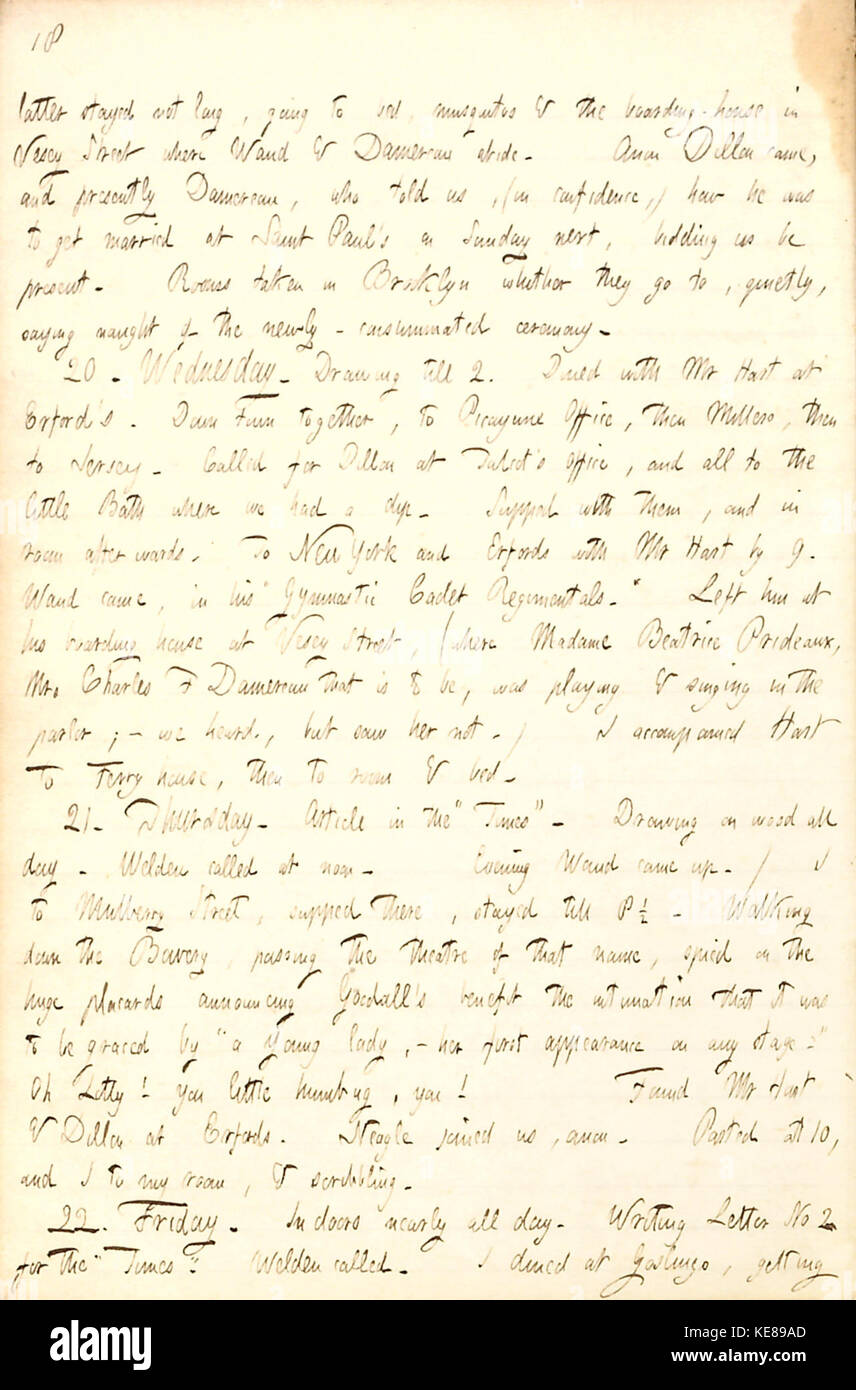 Thomas Butler Gunn Diaries  Volume 6, page 26, July 19 22, 1853 Stock Photo