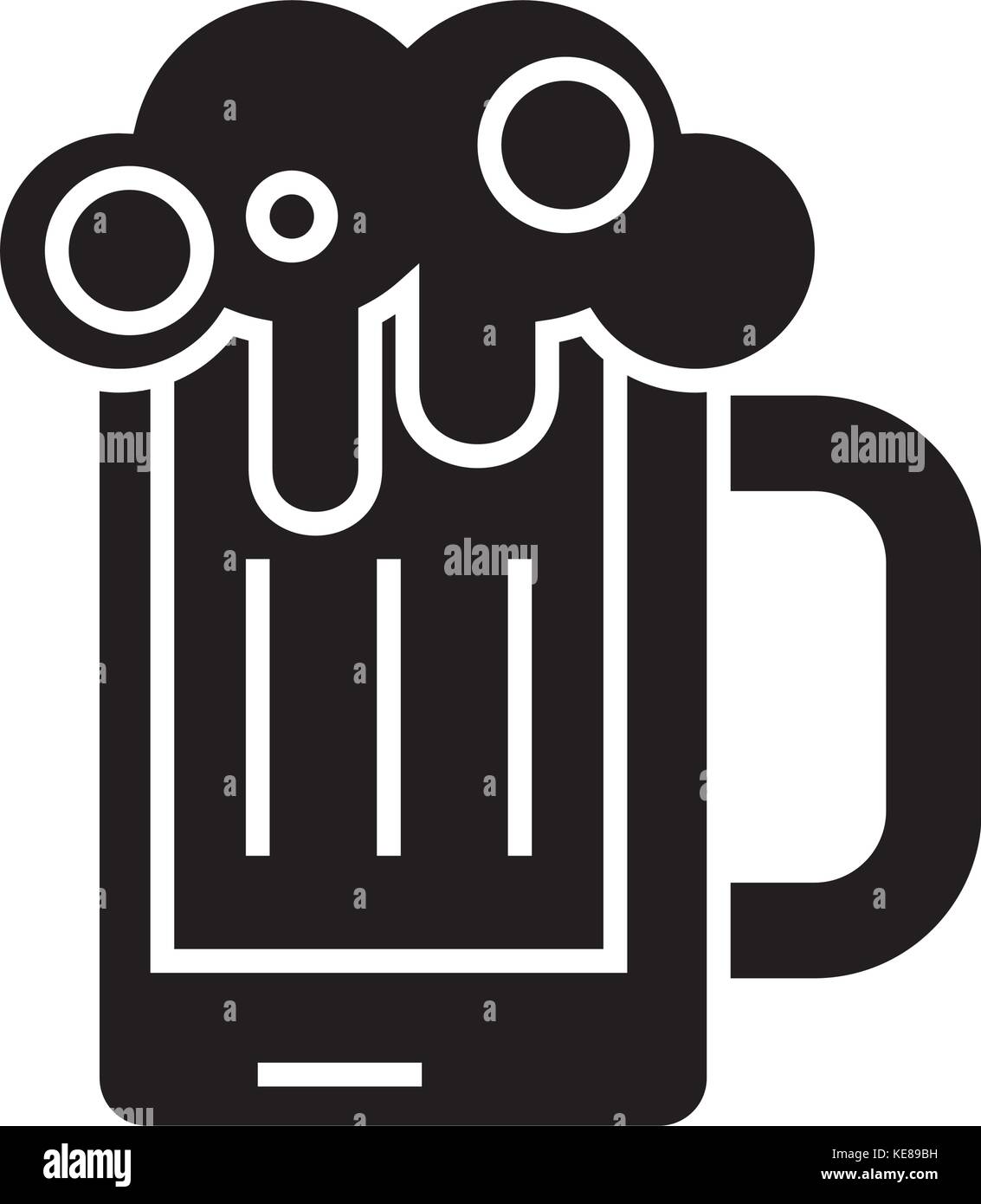 beer glass icon, vector illustration, black sign on isolated background ...