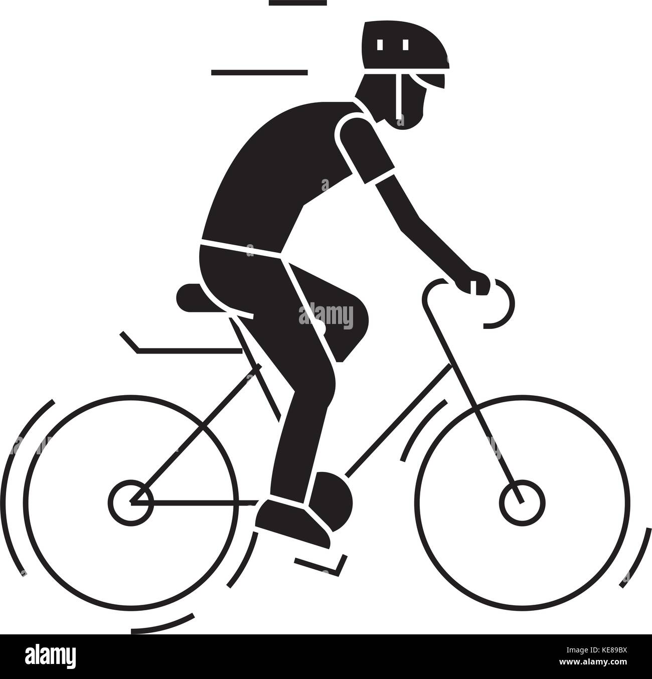 bicycling - bycicle man icon, vector illustration, black sign on isolated background Stock Vector