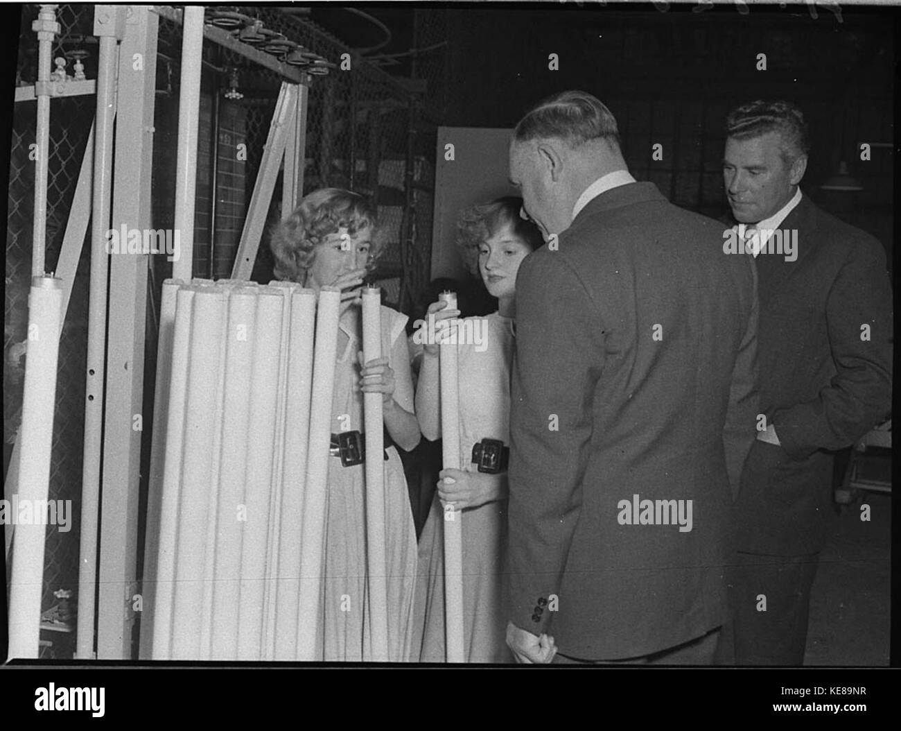 32636 Governor Sir John Northcott with the manager of the Electric Lamp Works Mr B Vandenburg Stock Photo