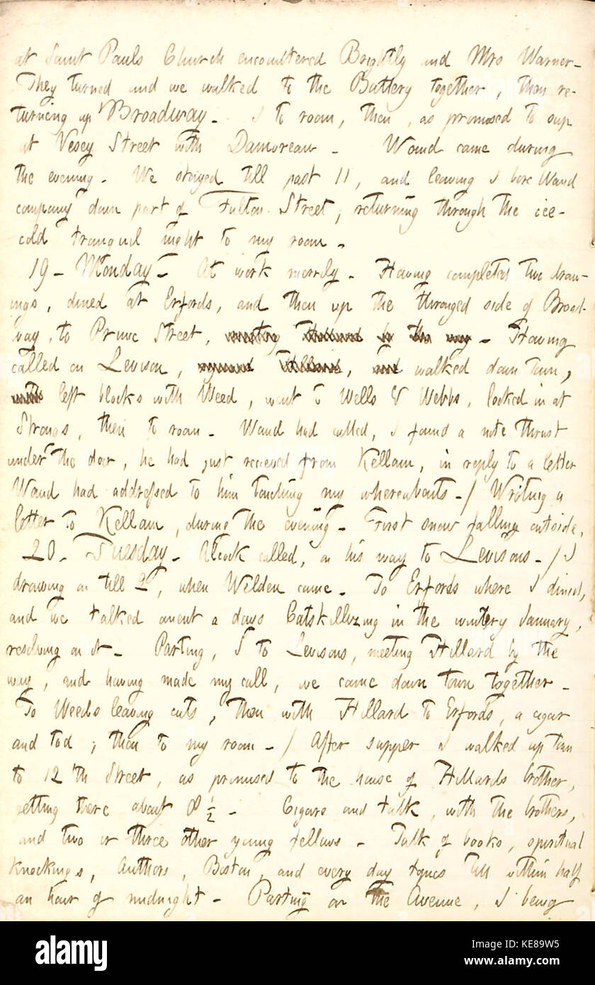 Thomas Butler Gunn Diaries  Volume 6, page 220, December 18 20, 1853 Stock Photo