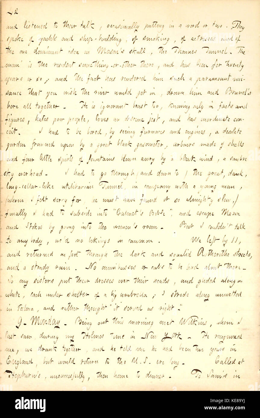 Thomas Butler Gunn Diaries  Volume 7, page 48, April 8 9, 1855 Stock Photo