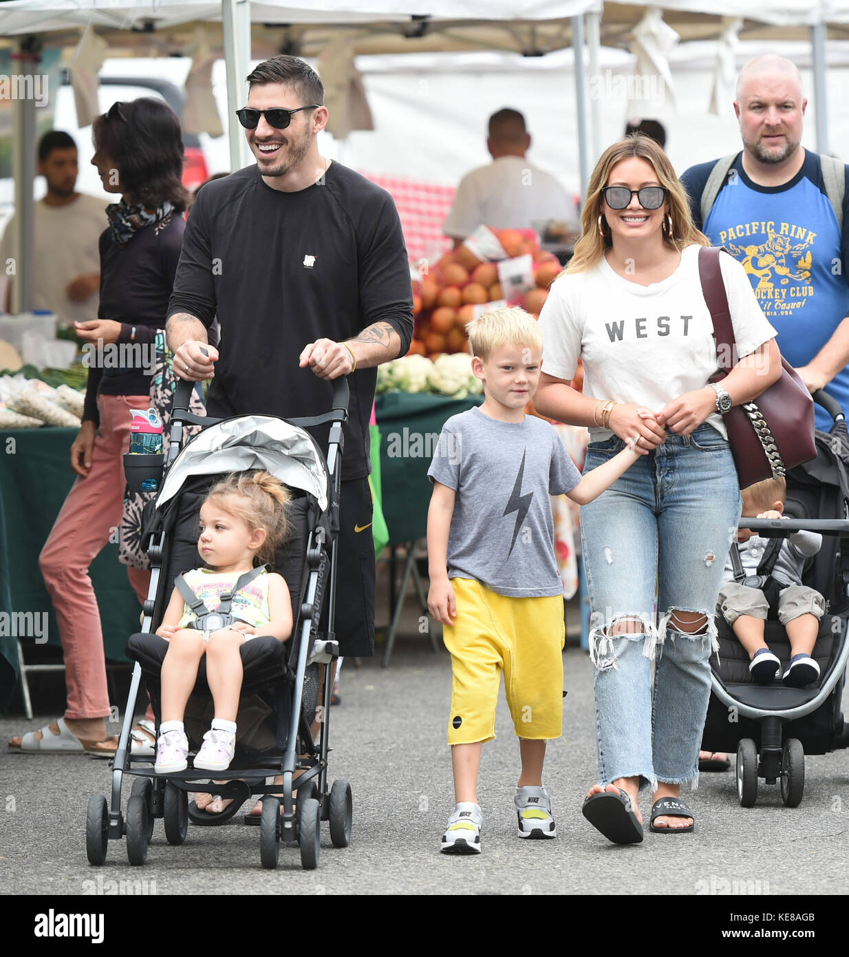 Hilary Duff goes to the Farmers Market with her son Luca Comrie, and
