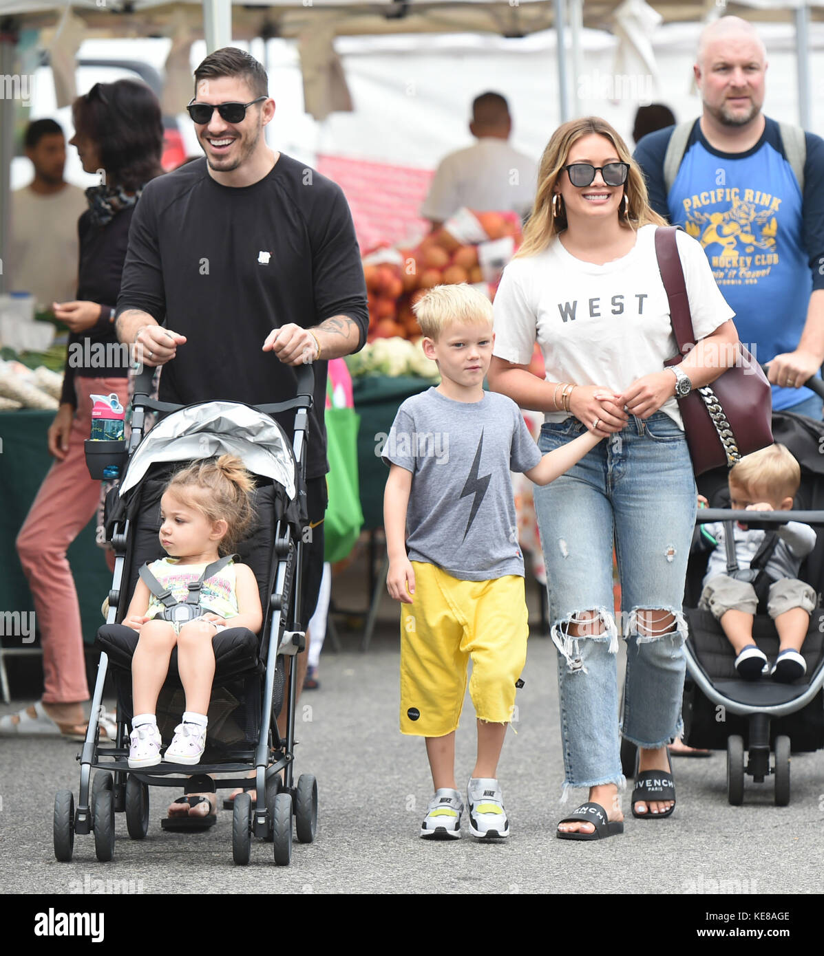 Hilary Duff goes to the Farmers Market with her son Luca Comrie, and