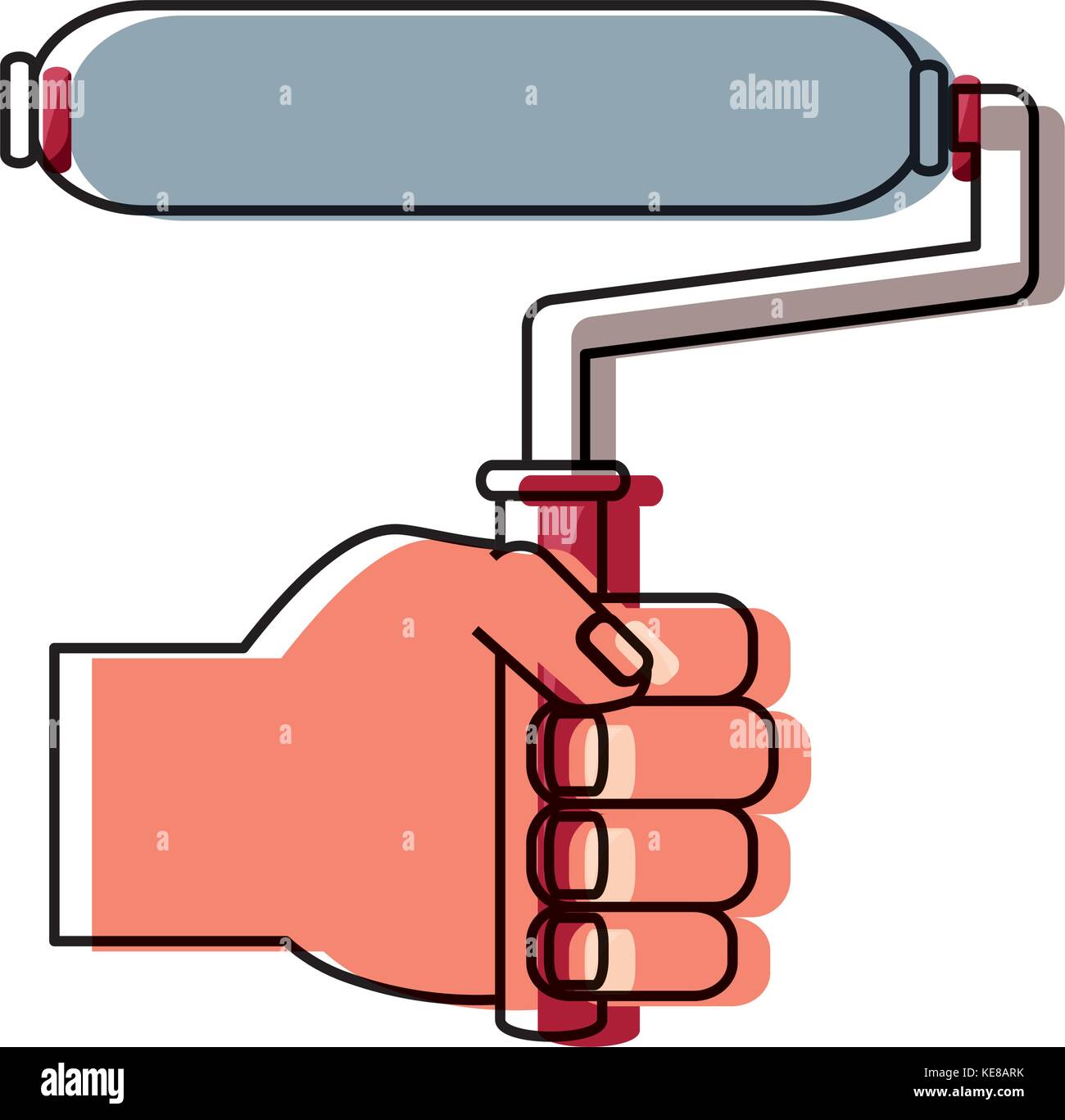 hand with paint roller vector illustration Stock Vector Image & Art - Alamy