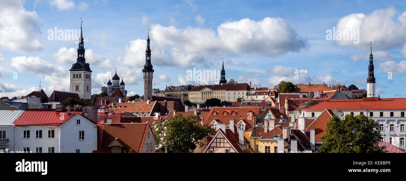 Panoramic view of the city of Tallinn in Estonia. The Old Town is one of the best preserved medieval cities in Europe and is a UNESCO World Heritage S Stock Photo