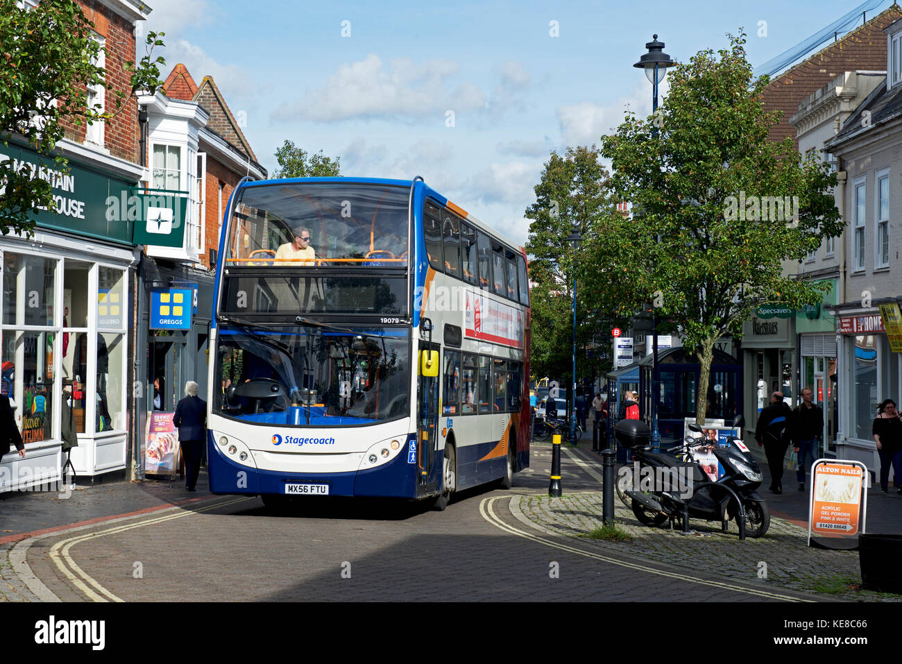 Bus on Main Street, Alton, Hampshire, England UK Stock Photo