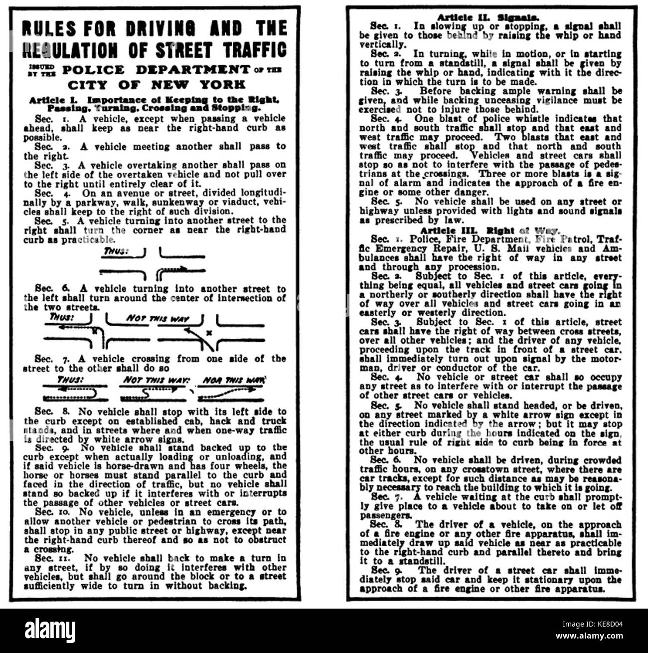 Traffic Regulations, New York City, February 8, 1909, 1 of 2 Stock
